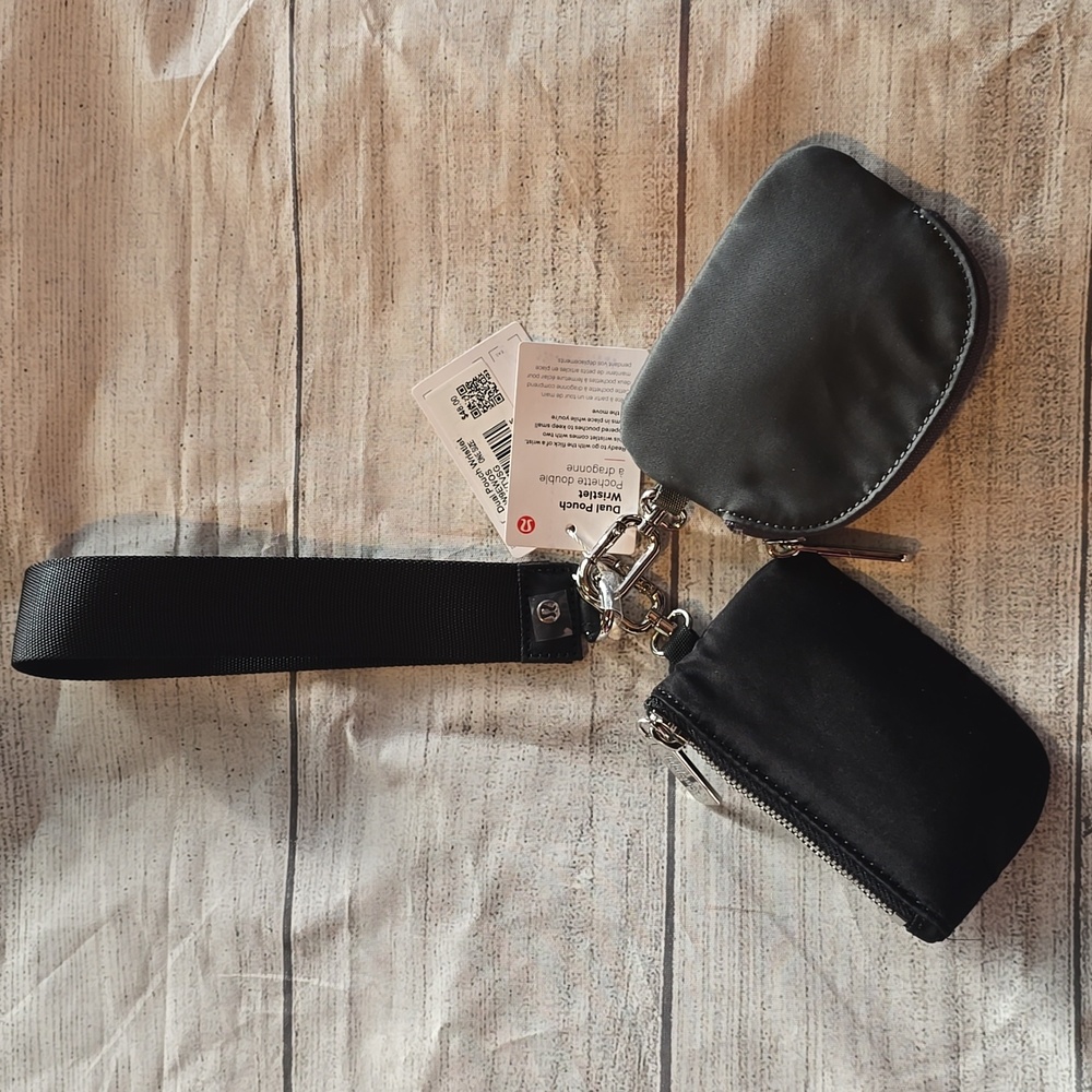 NWT Lululemon Dual Pouch Wristlet Black / Traverse Grey - Picture 5 of 7